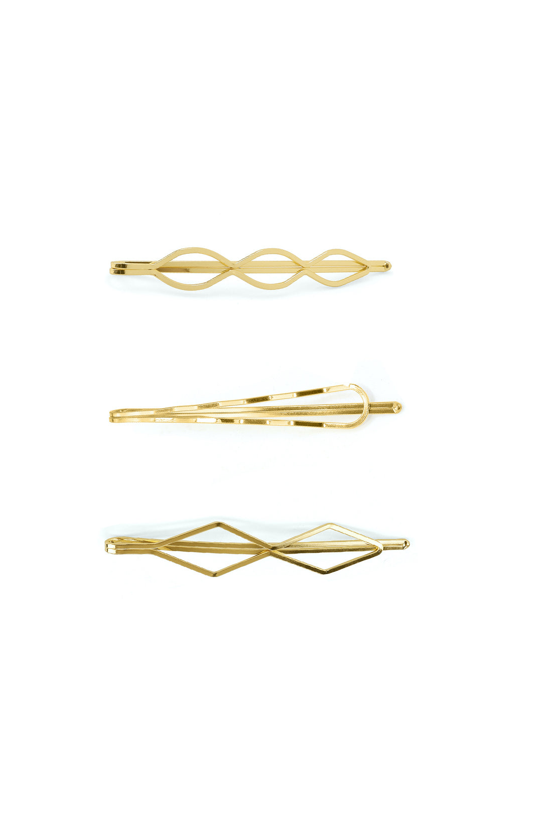GEOMETRIC BOBBY PIN SET IN GOLD