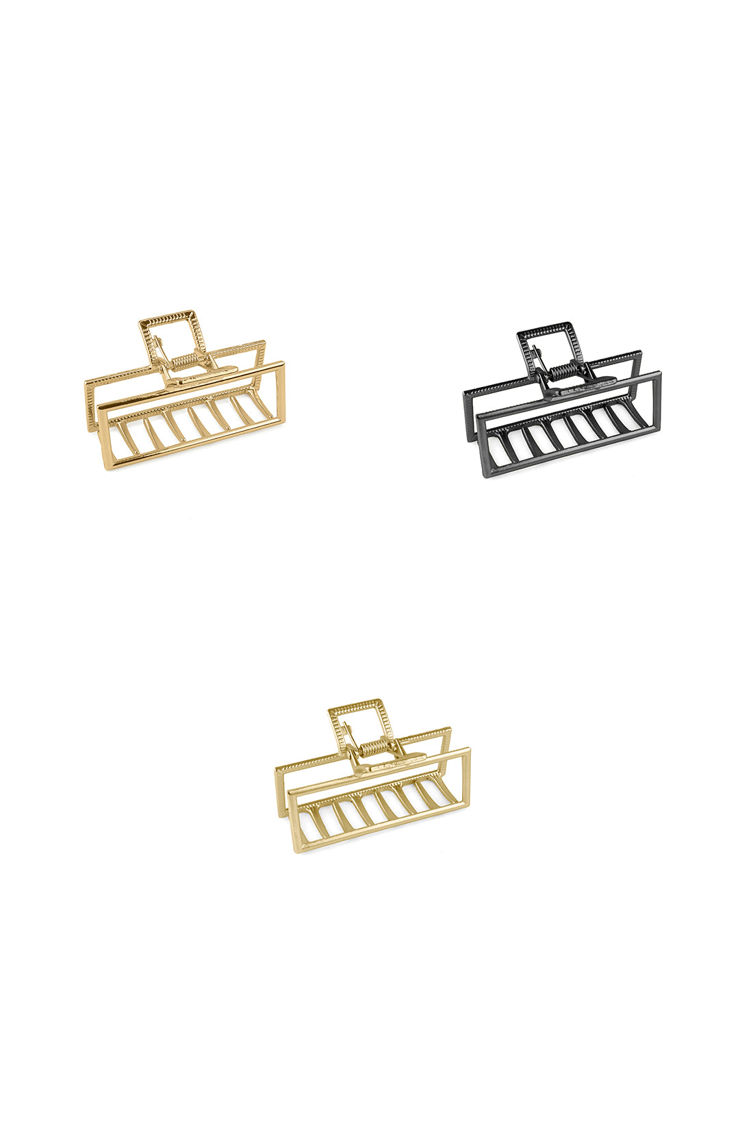 Large Geometric Metal Claw Clip- Gold
