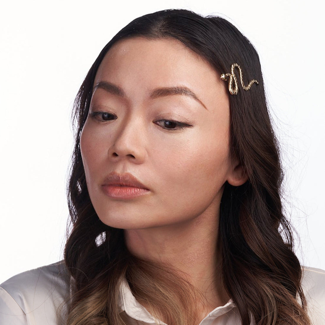 SNAKE HAIR CLIP BARRETTE IN GOLD