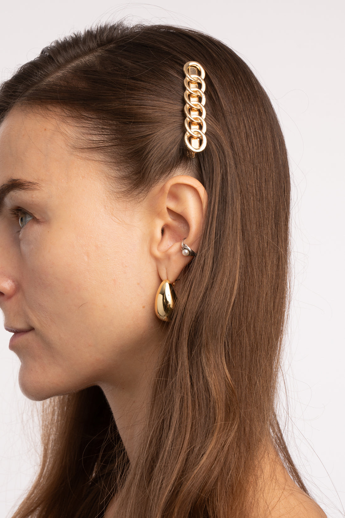 Chain Link Barrette Hair Clip - Gold