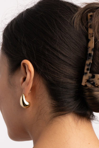 PLATINUM DROP HOOP EARRINGS