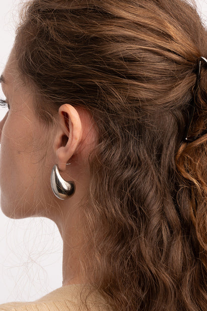 PLATINUM DROP HOOP EARRINGS