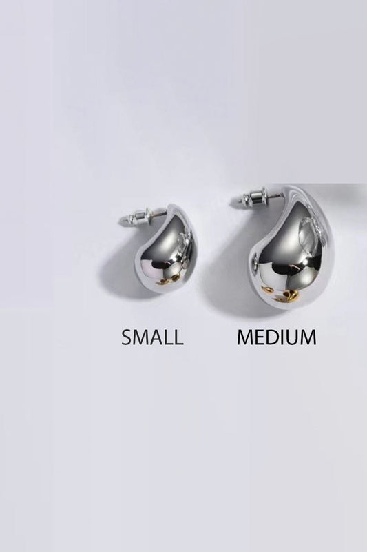Platinum Drop Hoop Earrings, Medium Kylie Earrings