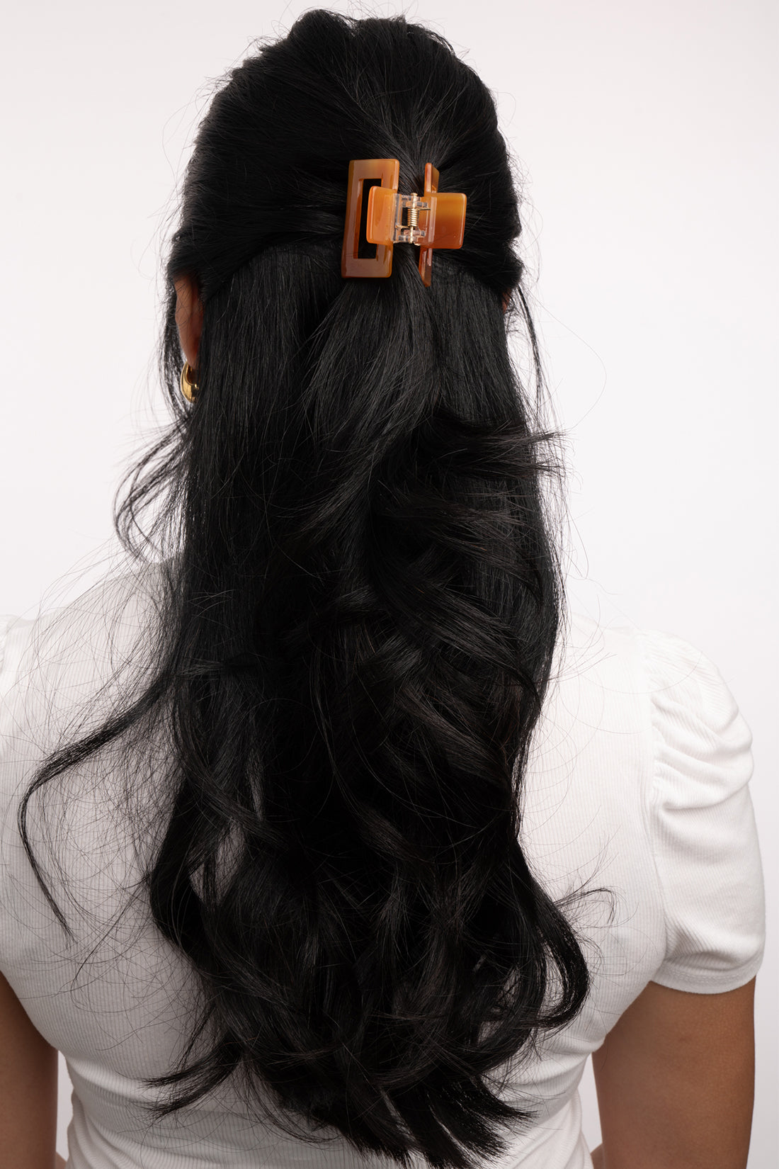 SQUARE HAIR CLAW CLIP IN BROWN