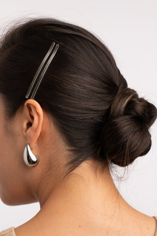 METAL BOBBY PINS HAIR CLIPS SET IN SILVER