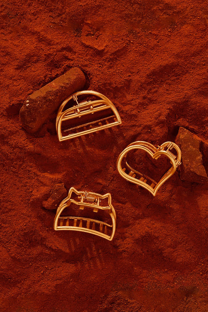 Heart Hair Claw Clip - Gold