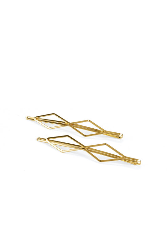 DIAMOND GEOMETRIC HAIR CLIP IN GOLD