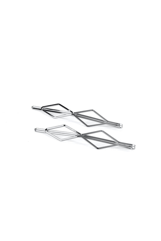 DIAMOND GEOMETRIC HAIR CLIP IN SILVER