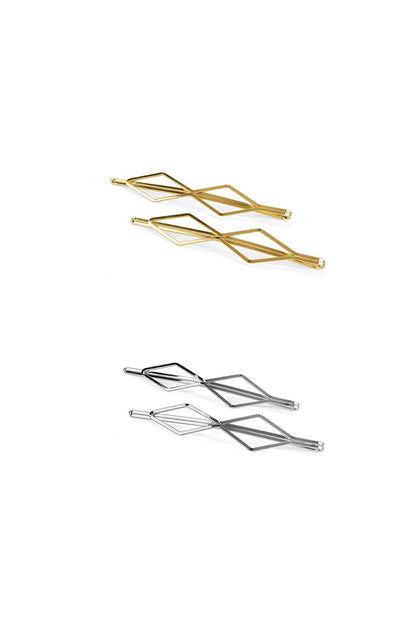 DIAMOND GEOMETRIC HAIR CLIP IN SILVER