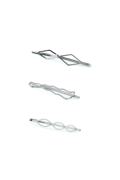 GEOMETRIC BOBBY PIN SET IN GOLD