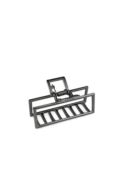 Large Geometric Metal Claw Clip Black