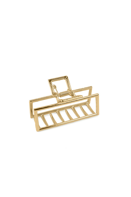 Large Geometric Metal Claw Clip Gold