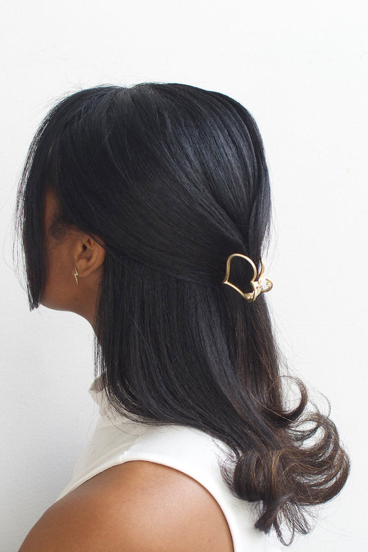 HEART HAIR CLAW CLIP IN MATTE GOLD