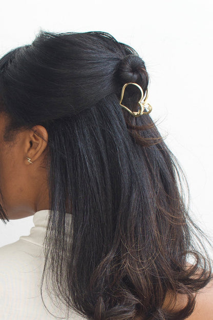 Heart Hair Claw Clip - Gold