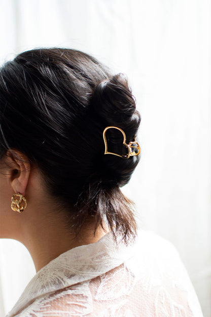 Heart Hair Claw Clip - Gold