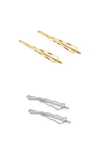 MINIMALIST BOBBY PINS HAIR CLIPS SET IN GOLD