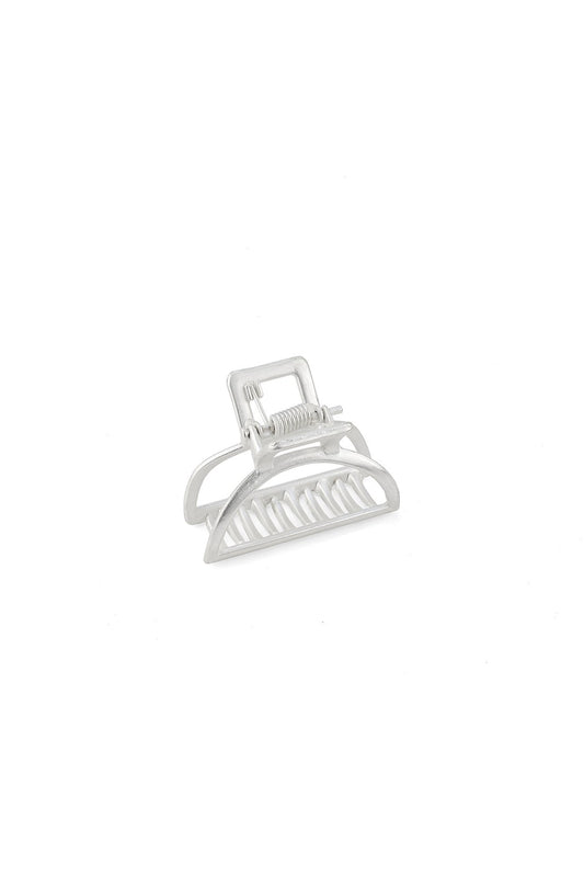 Small Metal Hair Claw Clip Matte Silver