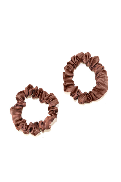 SMALL SILK SATIN SCRUNCHIES 2 PC SET IN NAVY BLUE