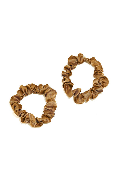SMALL SILK SATIN SCRUNCHIES 2 PC SET IN NAVY BLUE