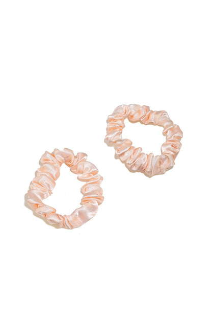 Small Silk Satin Scrunchies 2 Pc Set Pink
