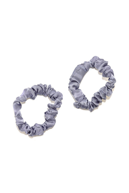 Small Silk Satin Scrunchies 2 Pc Set Slate Blue