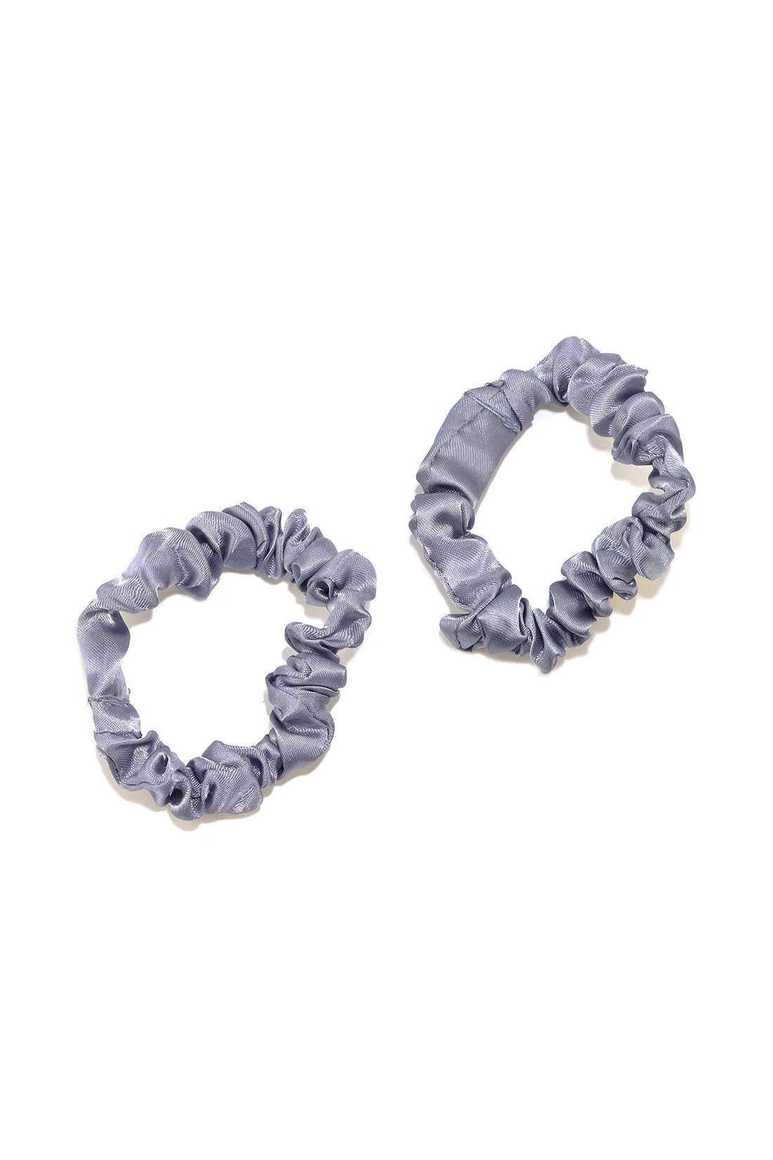 Small Silk Satin Scrunchies 2 Pc Set Slate Blue