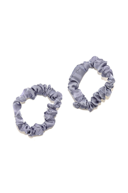 Small Silk Satin Scrunchies 2 Pc Set Slate Blue
